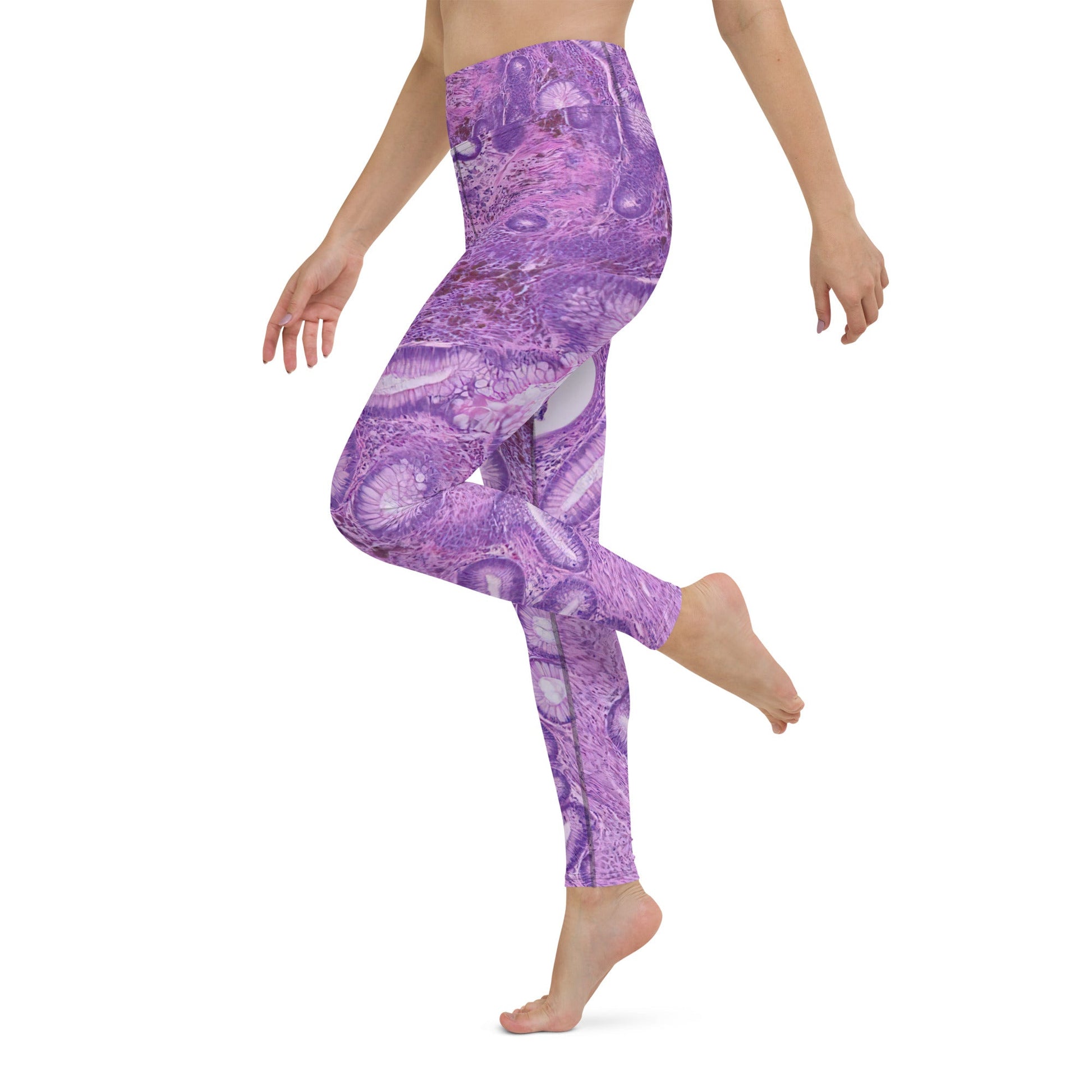 Yoga Pants - "Purple Problem" - Stage Three Breast Cancer - CellWear - #breast cancer awareness# - #medical clothing# - #science# - "medicine#